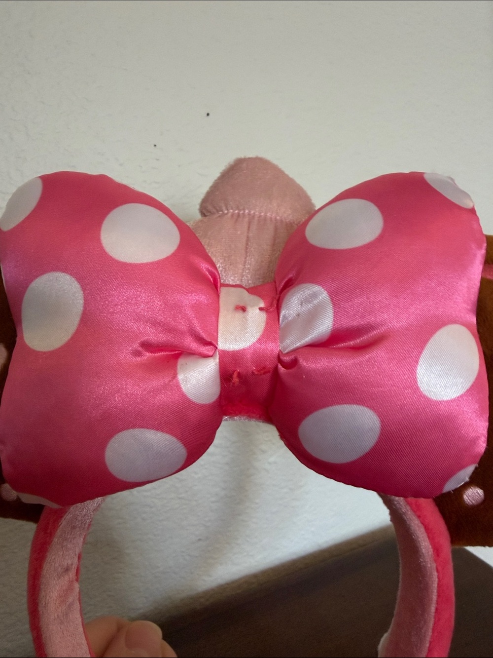 Disney Parks Munchlings Plush Pink Strawberry Cupcake Polka Dot Bow Headband - Picture 3 of 6